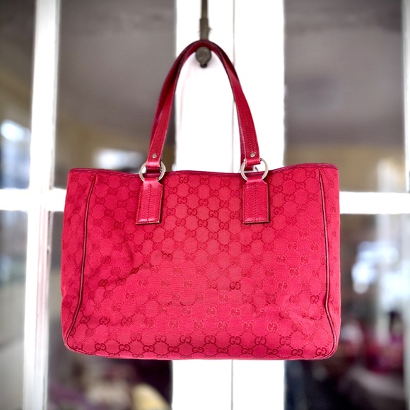 Gucci Vintage Red Monogram Canvas Tote Bag 8.5”EUC - Picture 2 of 16